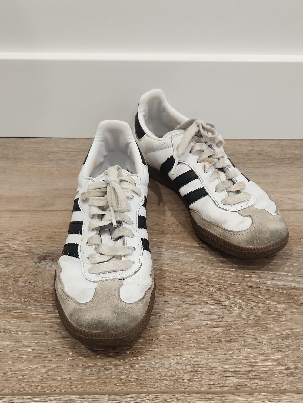 adidas Samba White Sneakers with Black Stripes Size 8